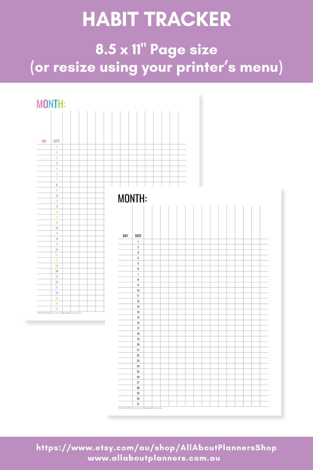 Monthly Habit Tracker Planner Printable to Do Editable Fillable Pdf ...