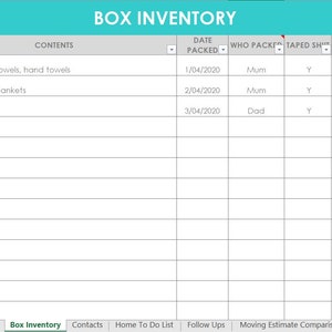 Moving Spreadsheet Planner Checklist Box Labels budget change of address home to do list Printable Organize New Home Door Hanger Template image 4