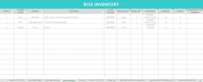 Moving Spreadsheet Planner Checklist Box Labels budget change of address home to do list Printable Organize New Home Door Hanger Template image 4