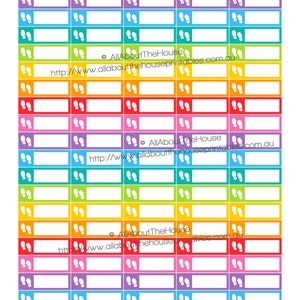 Steps Planner Stickers Printable Health Exercise Running Fitness Workout 1.5 x 0.5 Rainbow Planner made for Erin Condren ECLP image 1