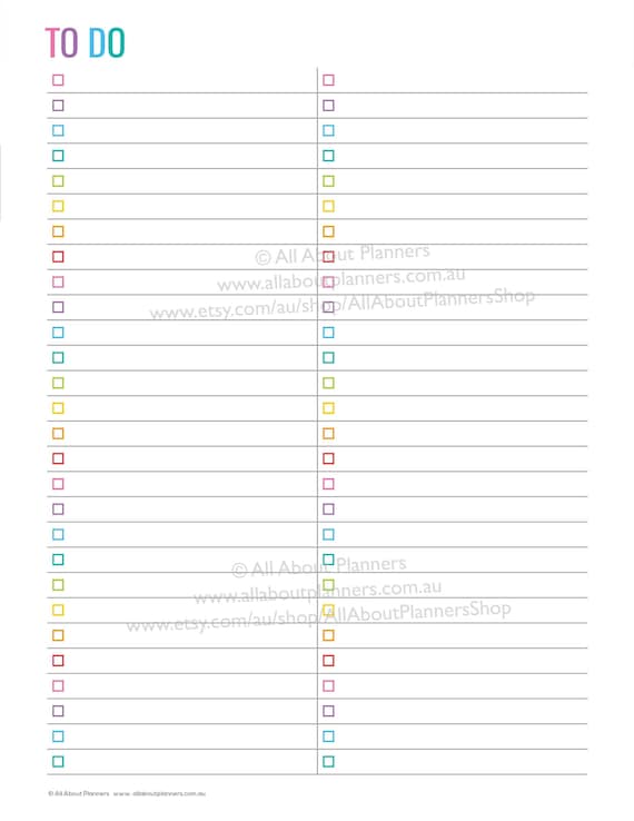 Checklist editable printable planner insert list refill travel planning ...