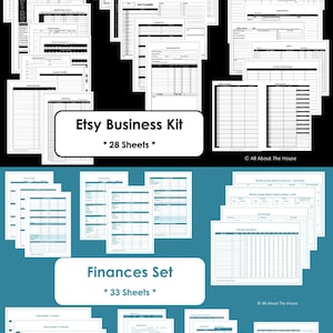 Etsy Business Kit & Finance Set Printables - Home Organisation - Household Binder - 61 sheets - 2 Value Packs