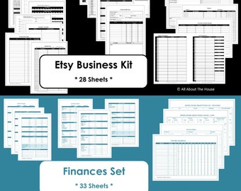 Etsy Business Kit & Finance Set Printables - Home Organisation - Household Binder - 61 sheets - 2 Value Packs