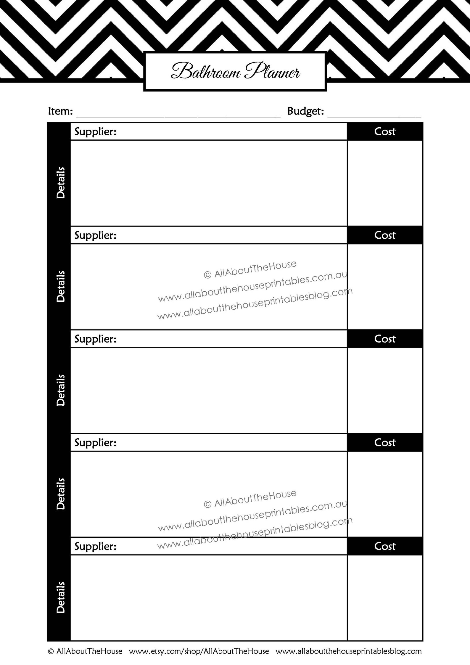 Bathroom remodel checklist planner printable renovation home Etsy
