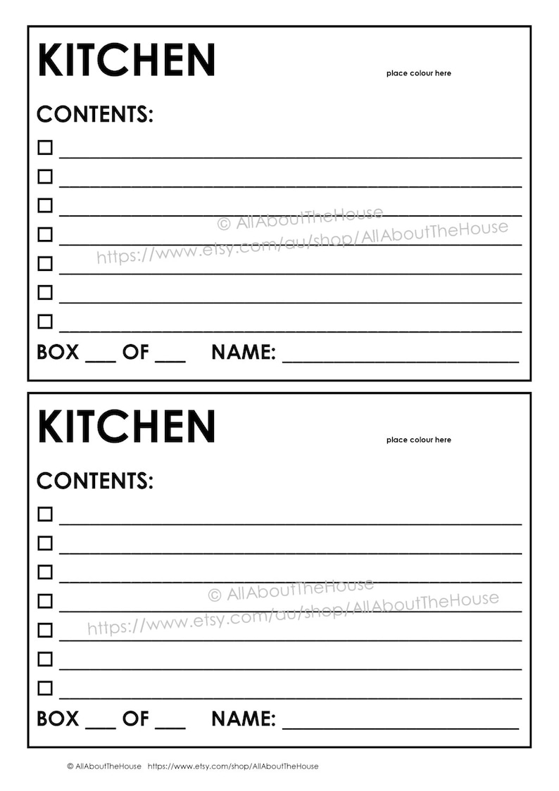 EDITABLE Moving Box Labels Planner Checklist Binder Printable Etsy
