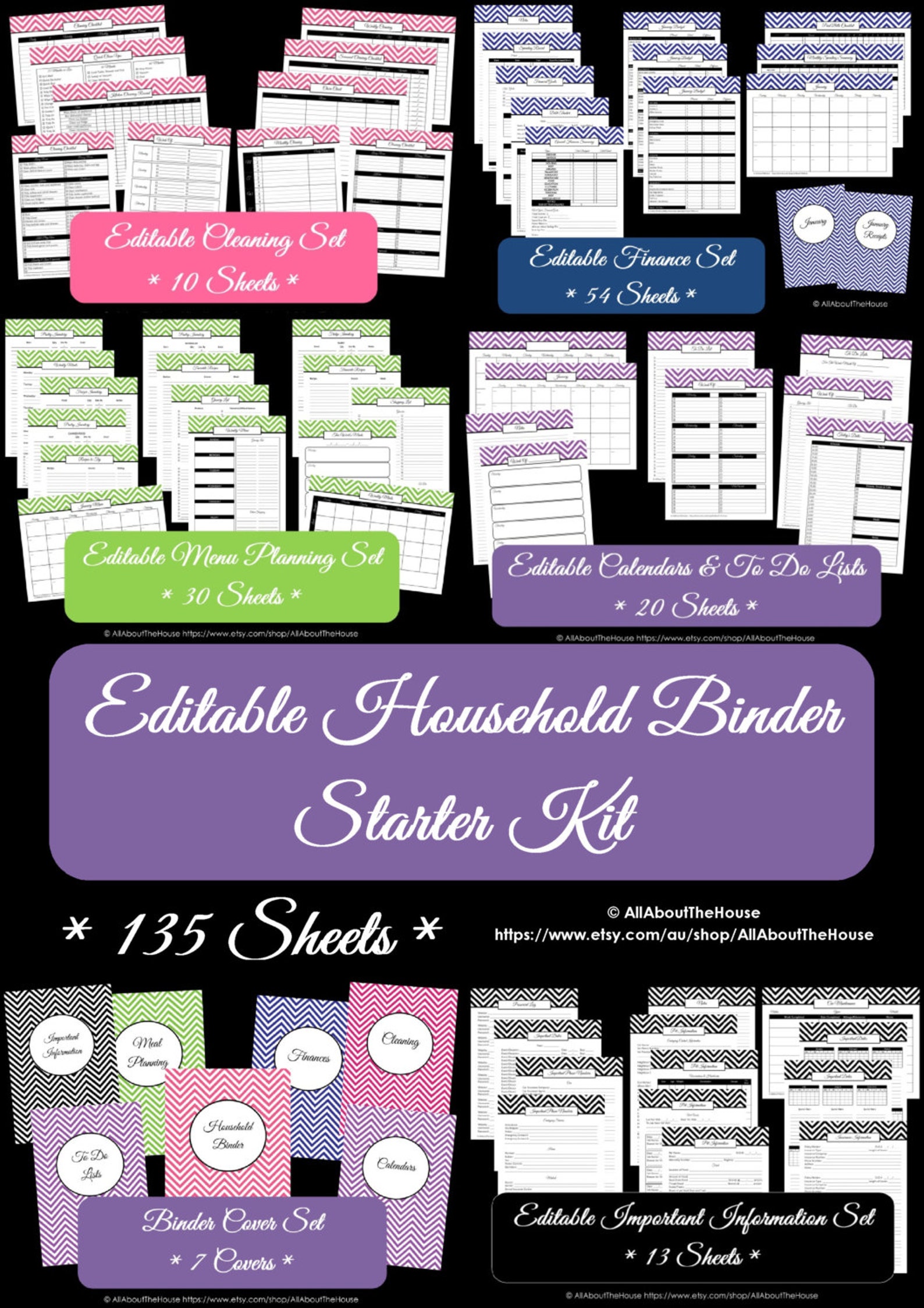 EDITABLE Household Binder Printables Home Binder Home | Etsy