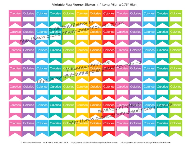 Steps Running Calories Imprimable Planner Stickers Flag Banner 1 H x 0.75 W fait pour Erin Condren, Plum Paper ou autre planificateur F015-16 image 3