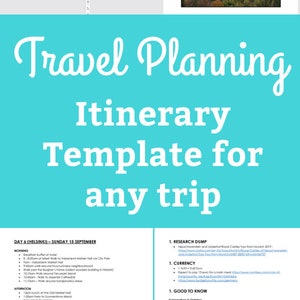 Travel Itinerary Planning organizer microsoft word template multi-destination countries trip city planner month week fully editable custom image 3