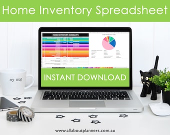 Home Inventory spreadsheet for insurance, valuables inventory, sell 2nd hand goods, moving, budget (Excel, Google Sheets or Numbers for MAC)