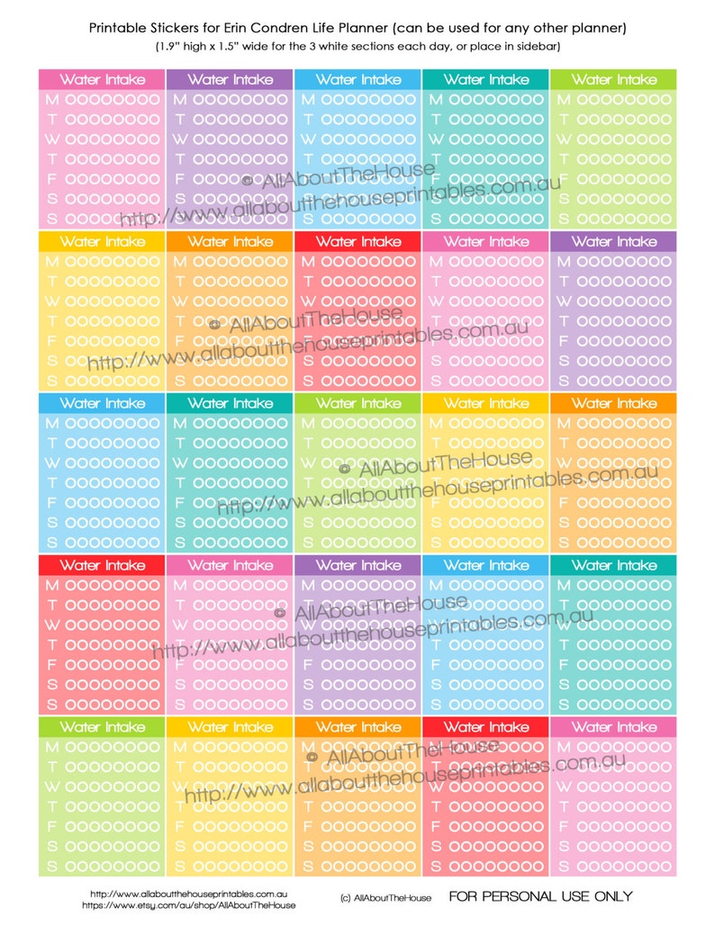 Hydrate Planner Stickers weekly sidebar daily routine habit image 1