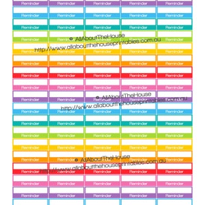 Reminder Printable Calendar Planner Stickers 1.5"w x 0.5" Rainbow Planner  made for Erin Condren ECLP Filofax inkwell any planner plum paper