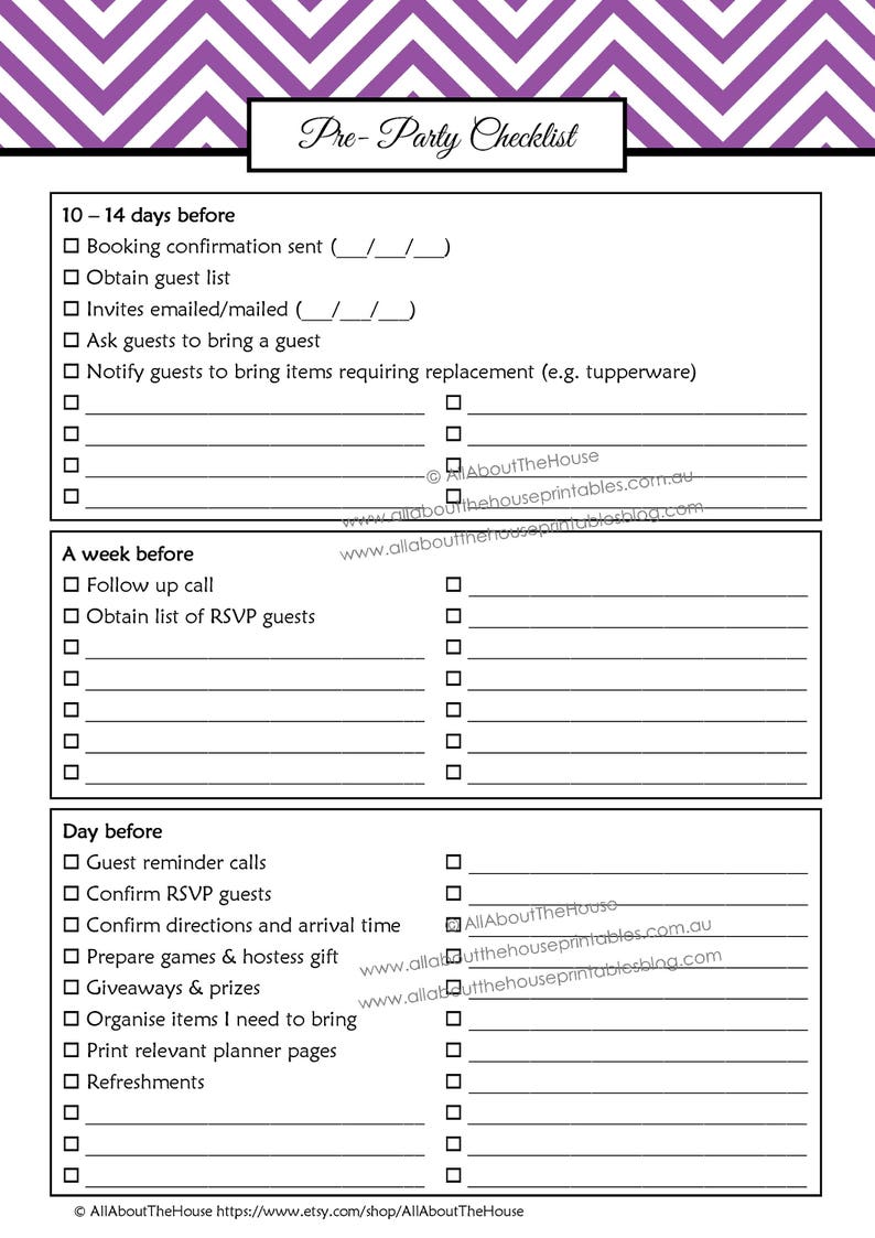 Direct Sales Party Checklist Planner Editable Business Planner | Etsy ...