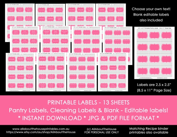 Pantry Labels Printable Editable Jpg Pdf Kitchen Organization