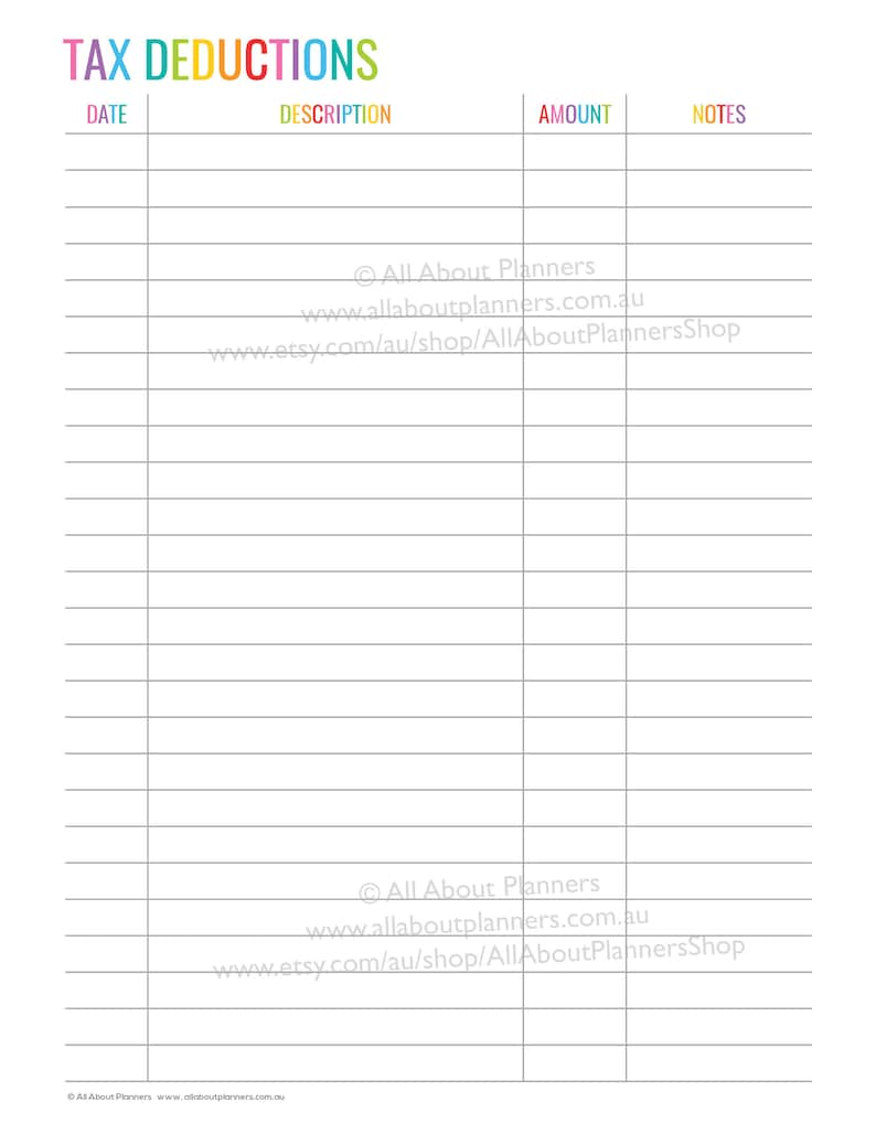 Tax Planner printable editable bill due expenses monthly annual taxes binder divider financial goals debt tracker money manage diy insert image 2