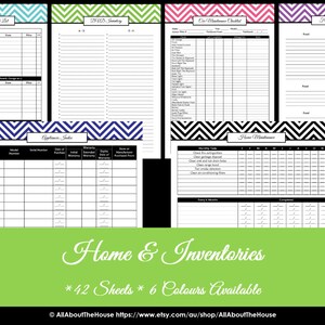 GREEN EDITABLE Home & Inventories Kit Chevron Printable PDF Printable Planner Car Maintenance Pantry-Binder Cover and Spine image 4