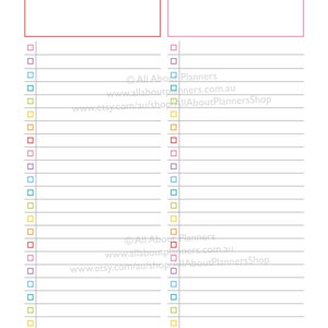 Checklist printable planner insert refill to do shopping grocery task organizer agenda US letter size can resize to a4 a5 personal size half image 5