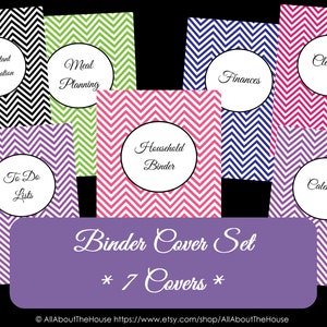 Personalised Binder Covers and Spines - Monogram Chevron Household Binder - Home Binder - Recipe Binder - School Binder Printable