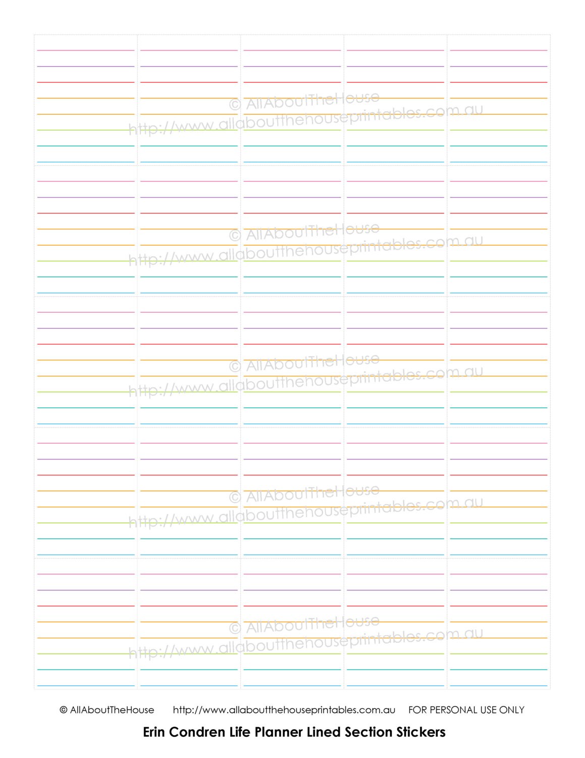 Printable Calendar Planner Stickers Lined Full Box Erin | Etsy