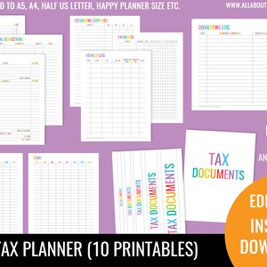 Tax Planner printable editable bill due expenses monthly annual taxes binder divider financial goals debt tracker money manage diy insert image 1