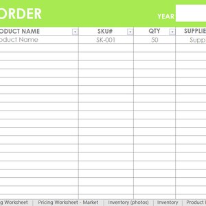 Inventory spreadsheet etsy seller tool shop management supplies materials cost of goods sold wholesale retail pricing worksheet excel GREEN image 6