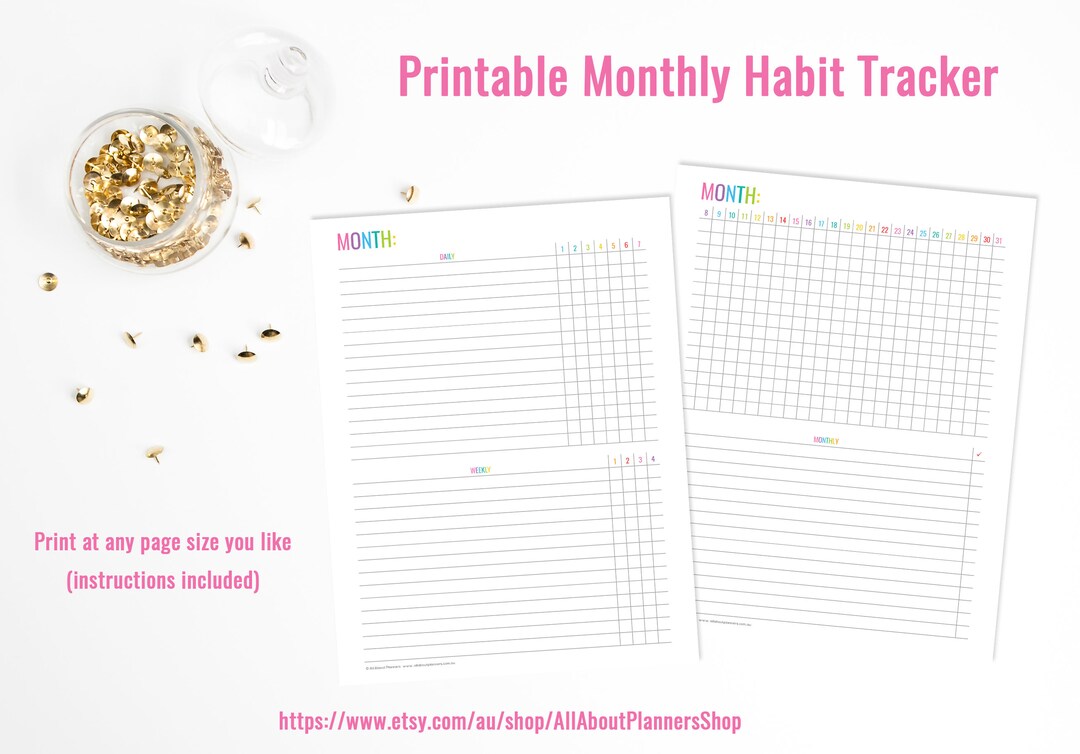 Monthly Habit Tracker Planner Printable to Do Editable Fillable Pdf ...
