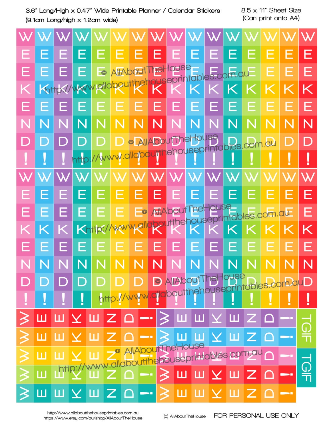 Made for Erin Condren Horizontal Planner Size Weekend Planner Stickers ...