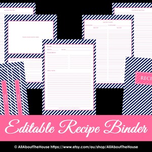 Recipe Binder Printables EDITABLE Recipe Sheet Recipe Card Recipes to ...
