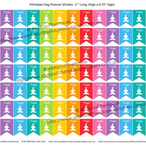Yoga Planner Stickers Printable Flag Banner 1 H x 0.75 W made for Erin Condren, Plum Paper or other planner F020-21 image 1