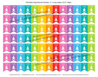 Yoga Sticker druckbare Flagge Banner 1" H x 0.75" B gemacht für Erin Condren, Plum Paper oder andere Planer F020-21