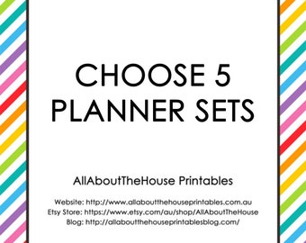 Choose 5 Planner Printable Sets - Create Your Own Planner and/or household binder - PDF - Chevron - Instant Download - Some Sets Editable