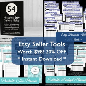Etsy business planner ebook tool forms Etsypreneur Success Money Order tracker, invoice, creative Business Planner handmade template tax image 1