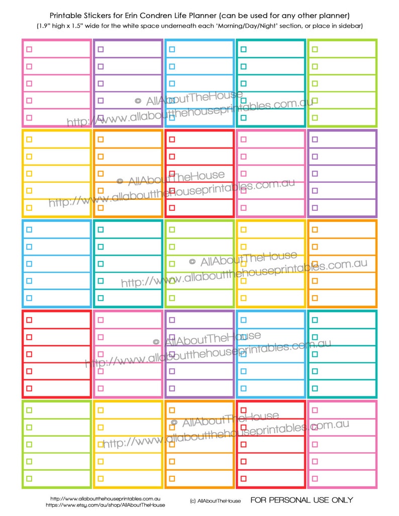 Checklist List Dot Planner Stickers Printable Checklist To Do made for Erin Condren Vertical Life Planner Full Box Plum Paper FB057 image 1