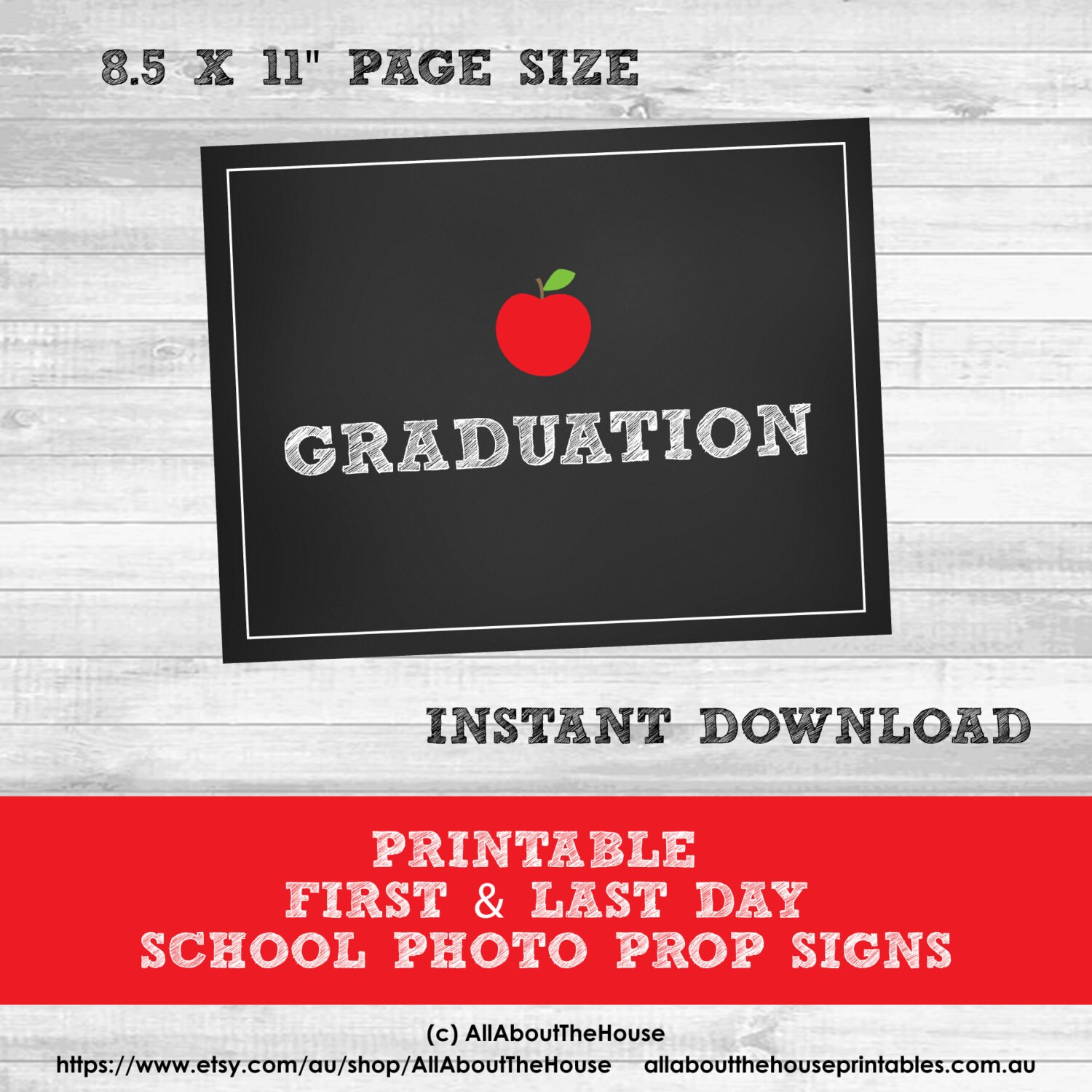 School Photo Prop Printable First Day Last Day Grade Signs Graduation ...