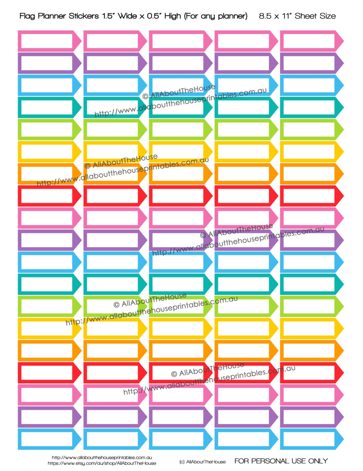 Flag Planner Stickers Printable Diy Rainbow Banner Sidebar List Made ...