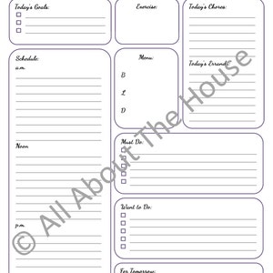 MULTICOLOURED Printable Daily Planners Time Management 7 sheets Product Number 93 INSTANT DOWNLOAD image 3