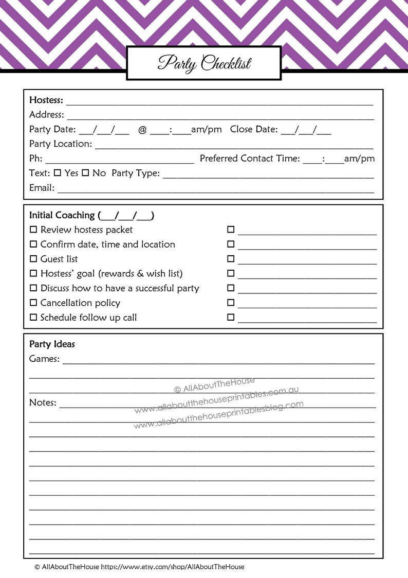 Direct Sales Party Checklist Planner Editable Business Planner | Etsy ...