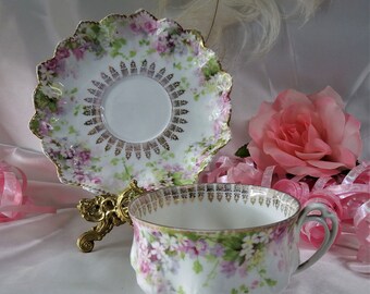 Antique Moritz Zdekauer Plate Flowers Woman
