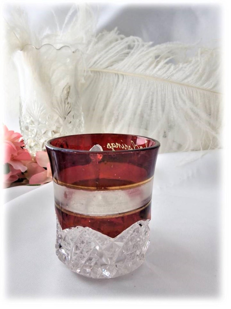 Souvenir Antique 1800s Ruby Stained Glass by Oriental Glass Company
