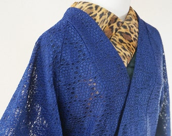 Lace kimono jacket dark blue, haori spring jacket, kimono accessories, authentic kimono, Japanese jacket, spring jacket fashion kyoto tokyo