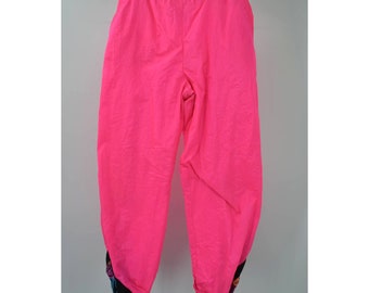 Le Sport by Rothschild Girls Vintage Hot Pink Nylon Jogger Pants Size L