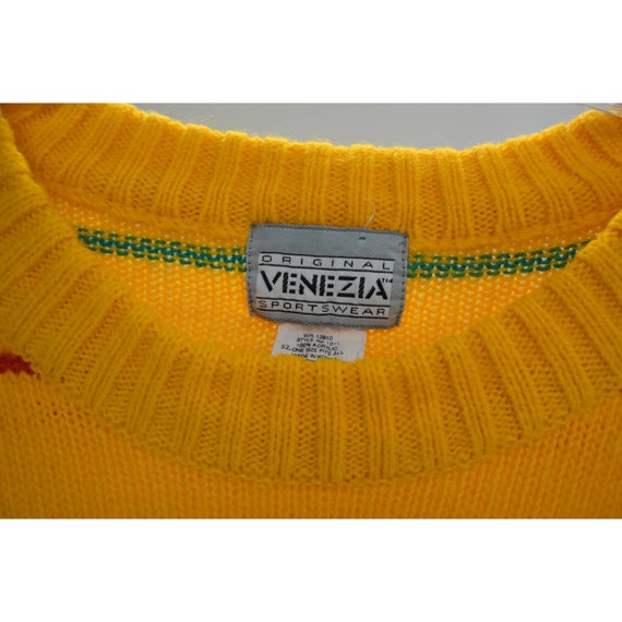 Vintage Venezia Yellow Striped Short Sleeve Sweat… - image 3