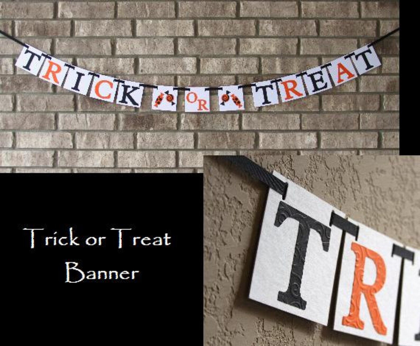 TRICK OR TREAT Halloween Banner with Beautiful Embossed | Etsy