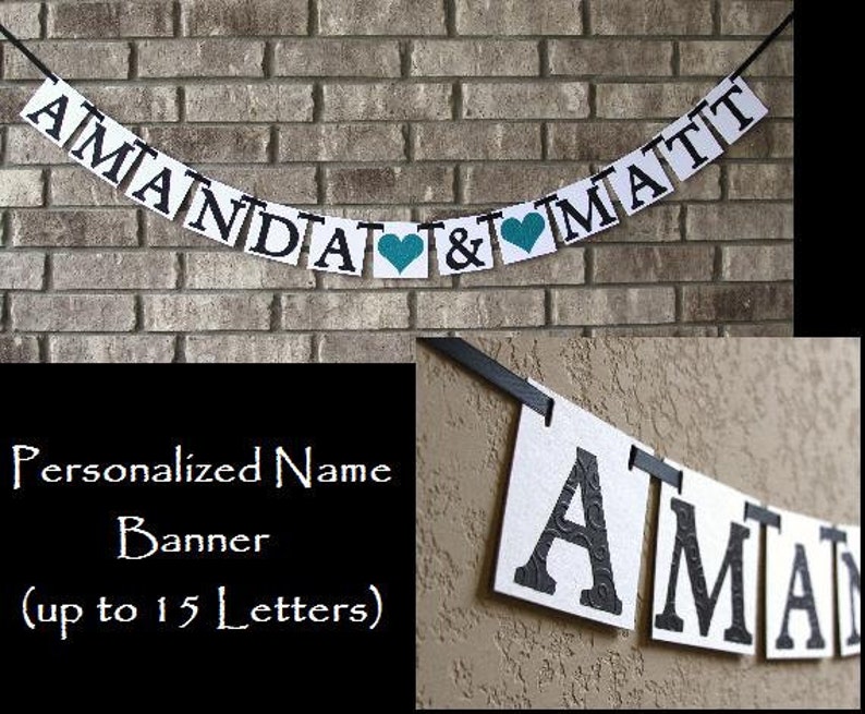 PERSONALIZED NAME BANNER / Wedding / Engagement / Embossed Etsy