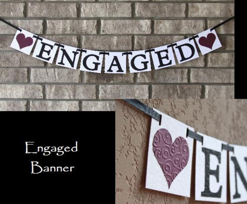ENGAGED / Engagement Banner / Embossed Lettering / Photo Prop | Etsy