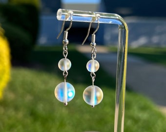 Matte Opal Glass Drop Earrings