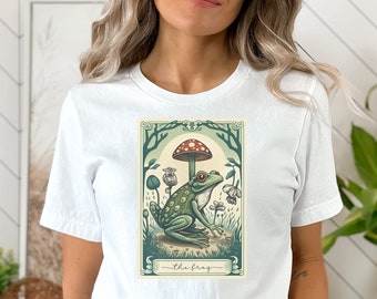 Cottagecore Shirt Frog Tarot Card Shirts Spirituality T-Shirts Frog Tarot Card Shirt, Witchy Cottagecore Tee