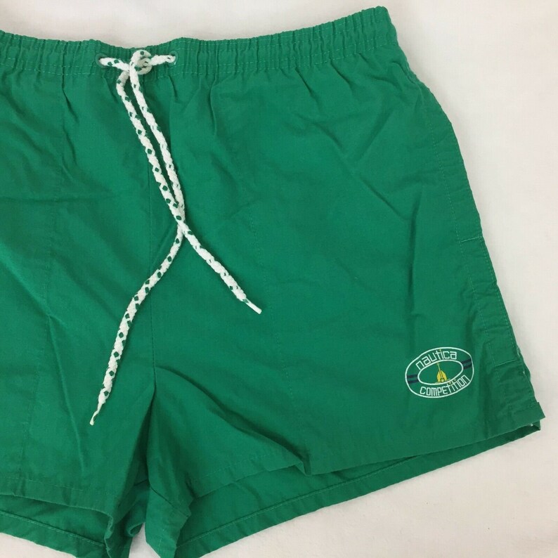 Vintage Nautica Competition Swim Trunks Medium Mens Green Lined Pocket 80s 90s