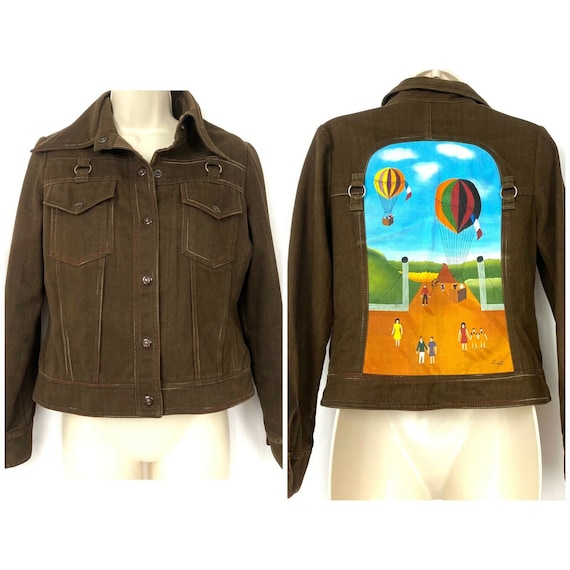 Vintage 70s Roncelli Painted Denim Jacket 11/12 Br