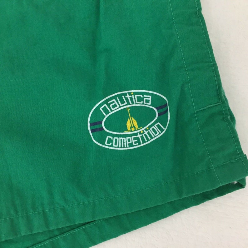 Vintage Nautica Competition Swim Trunks Medium Mens Green Lined Pocket 80s 90s