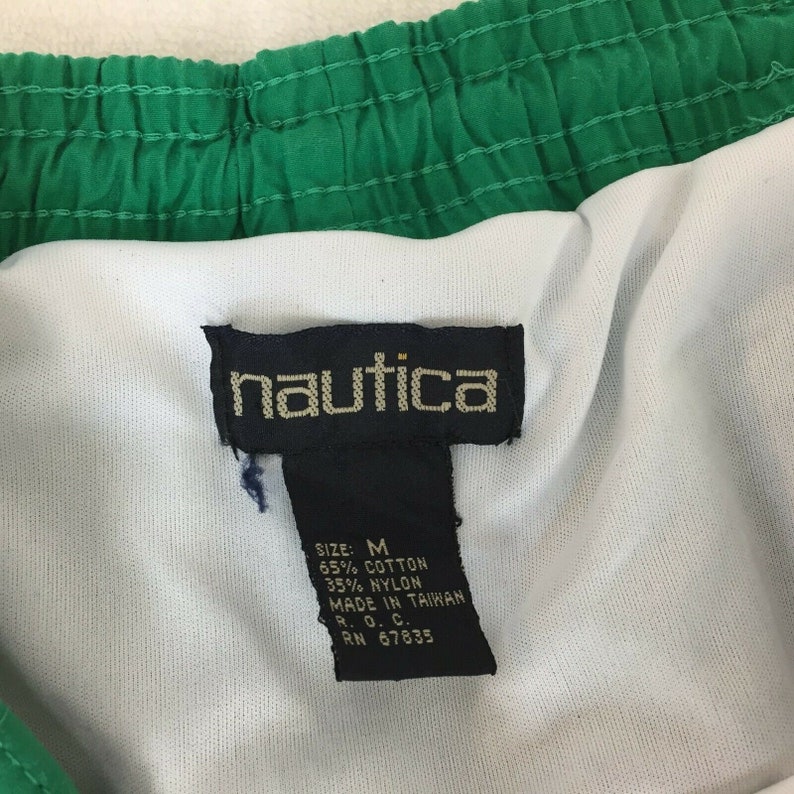 Vintage Nautica Competition Swim Trunks Medium Mens Green Lined Pocket 80s 90s